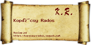 Kopácsy Rados névjegykártya